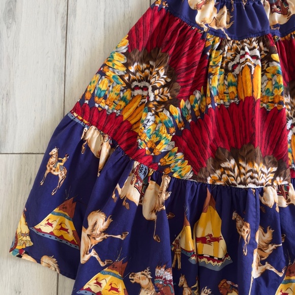 Vintage Broomhilda Native American Broomstick A- Line Skirt Cotton USA size M/L - Picture 2 of 7